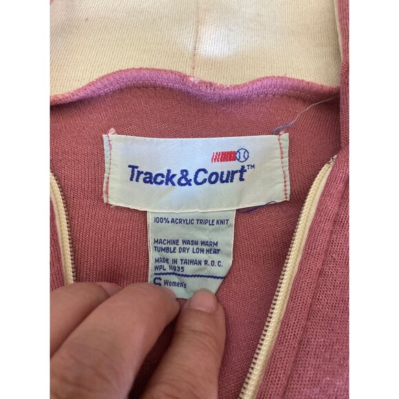 80s Vtg Track & Court Womens Retro Hooded Zip-Up Jacket Acrylic Knit Pink Size S - Picture 5 of 12